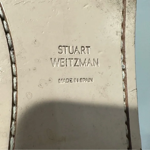 Stuart Weitzman Black Leather Gold Detail on Heels Bootie Size 40 - Picture 9 of 16